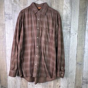 Timberland Size Medium Corduroy Brown Casual Button Down Shirt w/1 Chest…